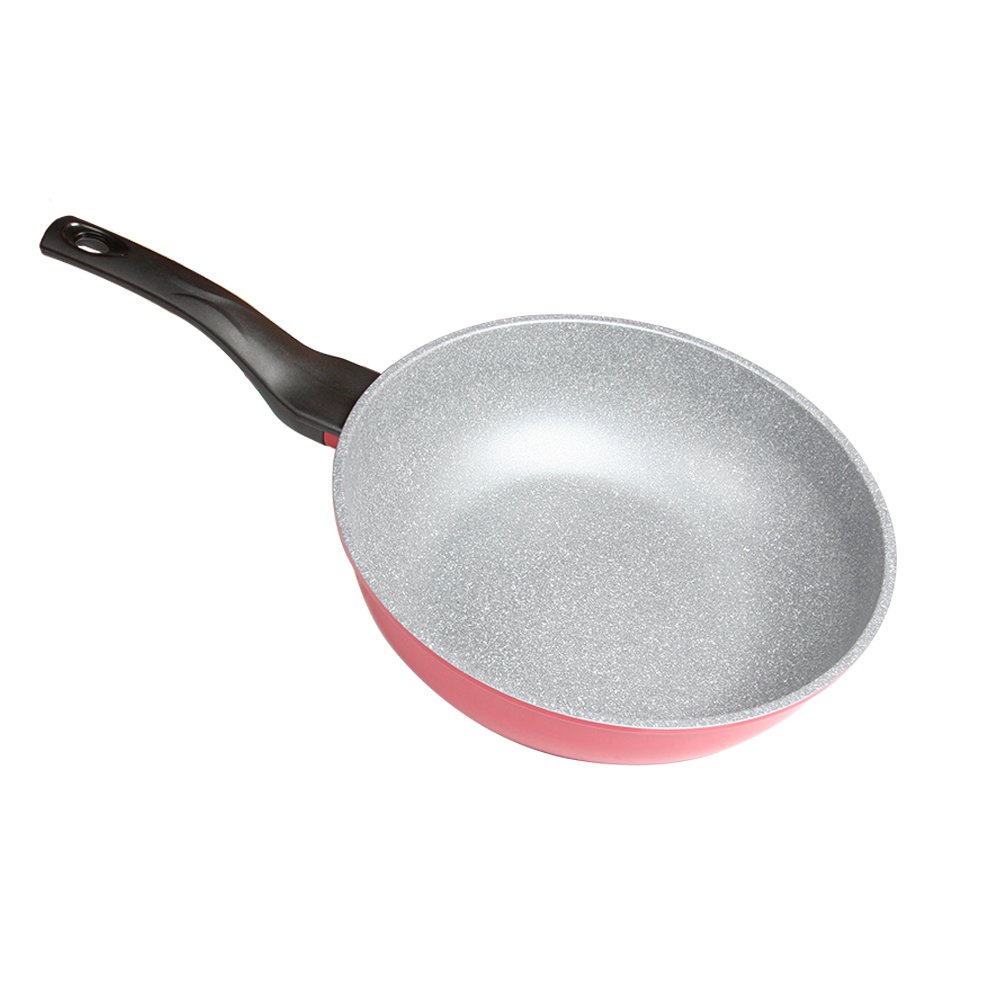 {Genuine} cheap open-28 cm deep Korean technology ecoramic ceramic non-stick pan Red