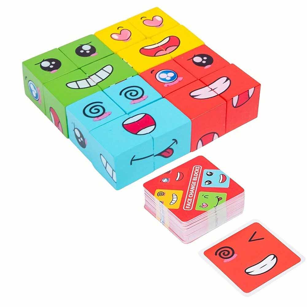 Kid Face Change Cube Parent Child Board Game Puzzles Toy Building Block Learning