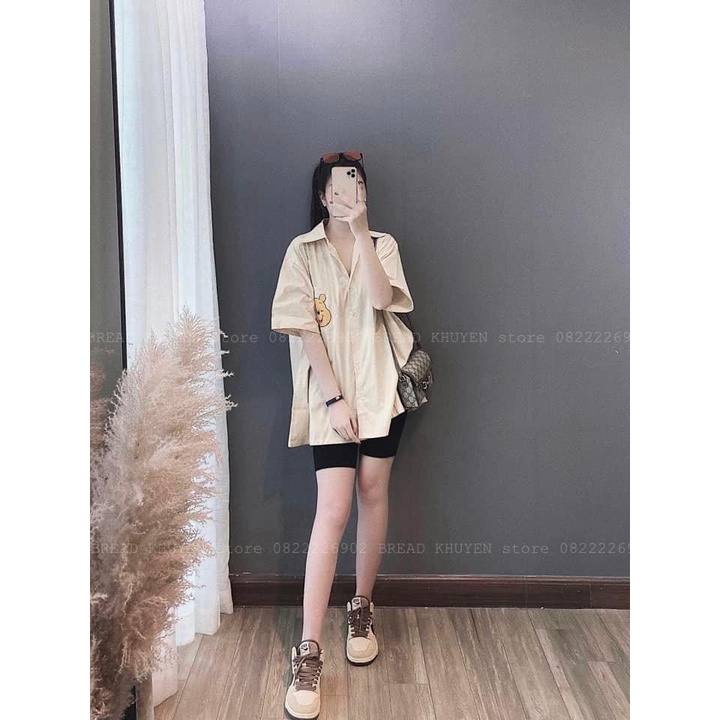Áo sơ mi Bigsize thêu ngực gấu con (60-90kg) HT20