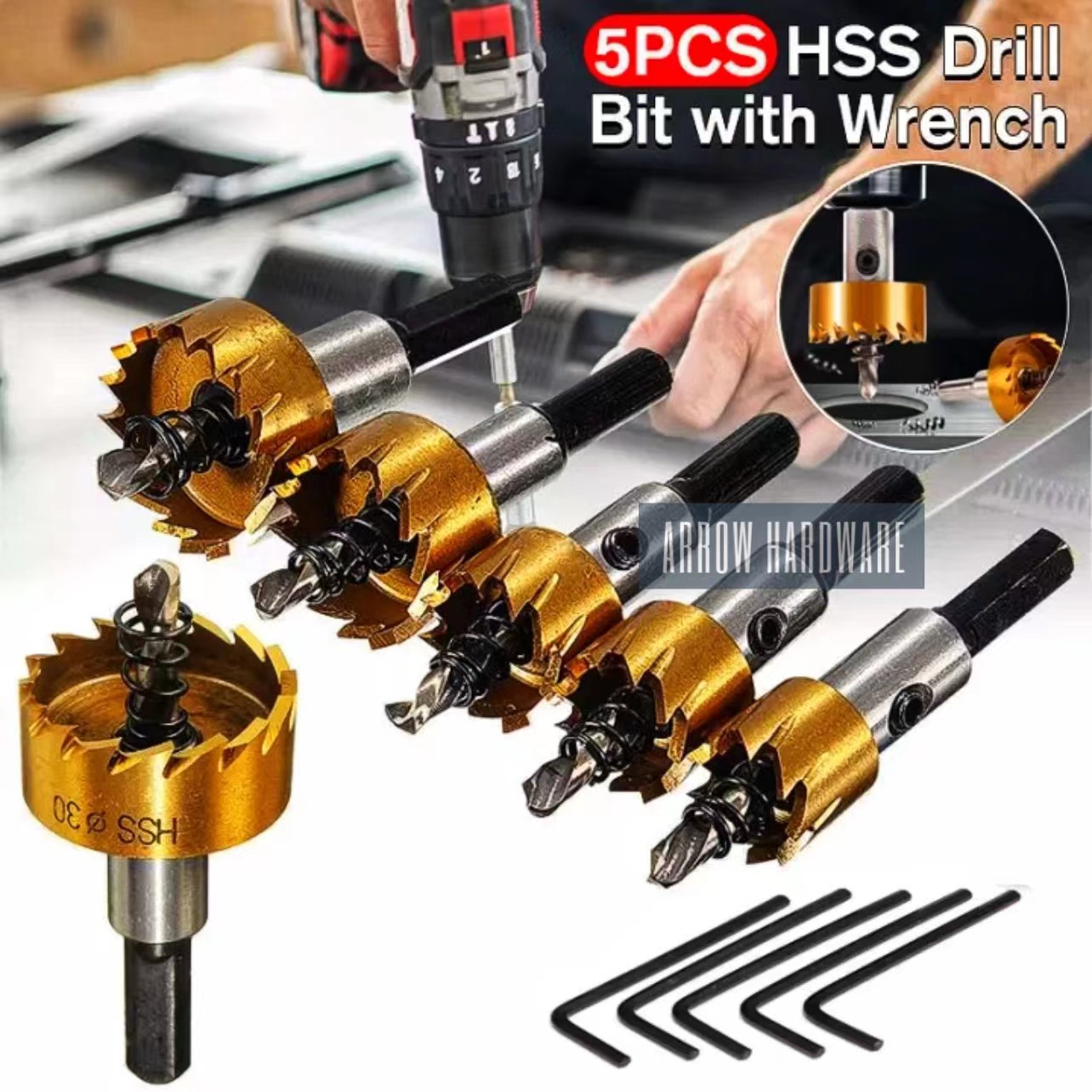 HSS Drill Bit Hole Saw Tooth Set Stainless Steel Metal Alloy Cutter 1630mm 5pcs Lazada PH