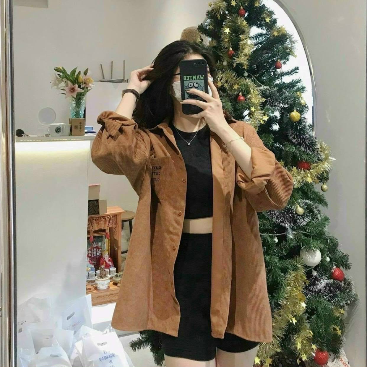 ÁO SƠ MI NHUNG TĂM NỮ ONESIZE SIÊU ĐẸP FROM RỘNG PHONG CÁCH NĂNG ĐỘNG CÁ TÍNH