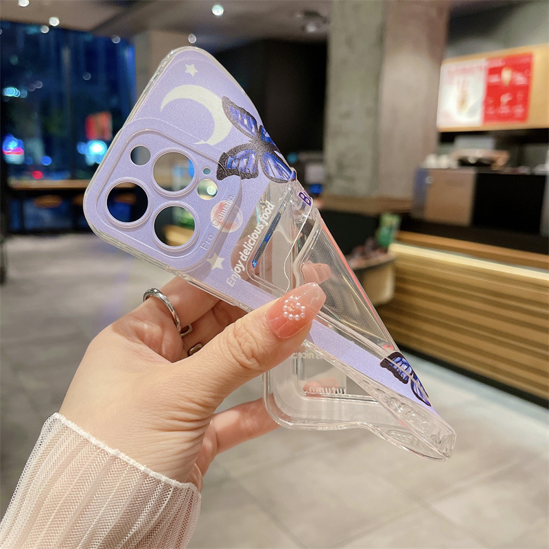 For OPPO A3X Case Card Holder Wallet Butterfly tulip Transparent Soft Case For OPPO A3X Back Cover. 