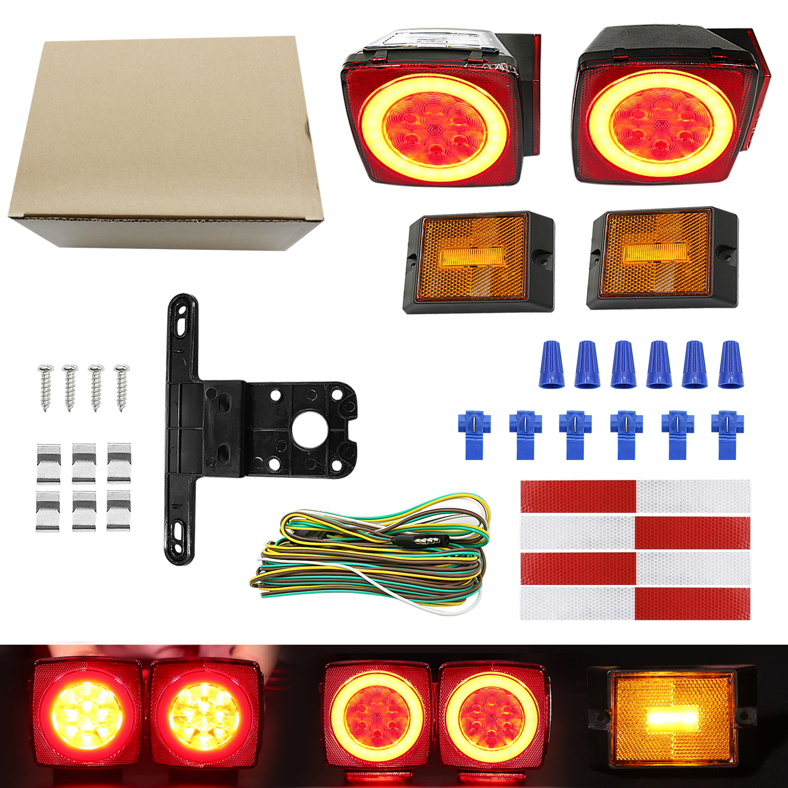 LED Submersible Trailer Tail Light Kit 12V LED Utility Trailer Lights