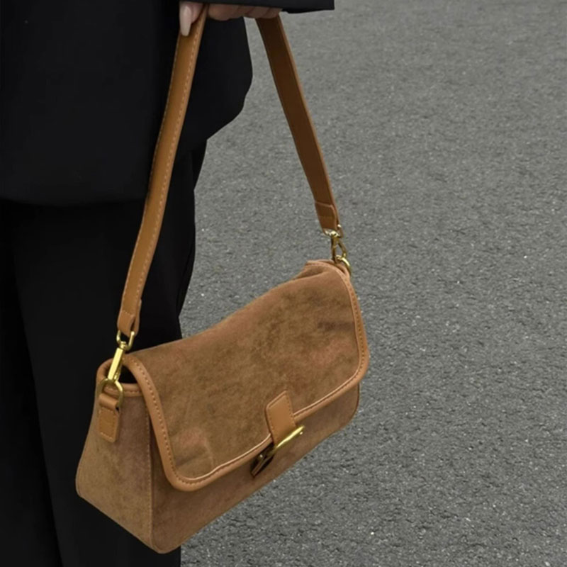 C&K Niche designer retro high-grade texture suede handbag