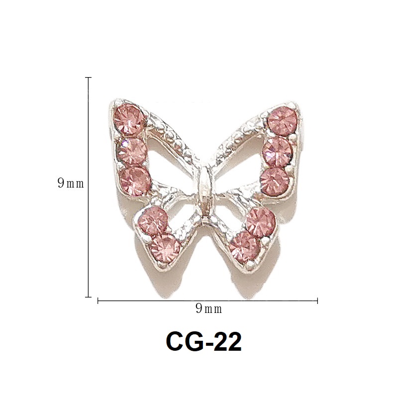 Charm bạc đá pha lê hồng pastel | trang trí móng tay