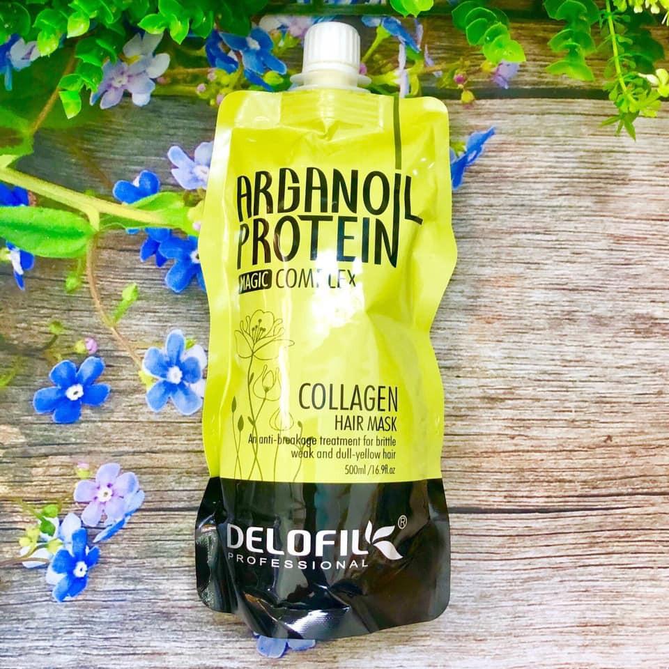 Kem ủ, hấp tóc arganoil protein tái sinh tóc hư tổn delofil collagen hair mask | made in italy | 500ml