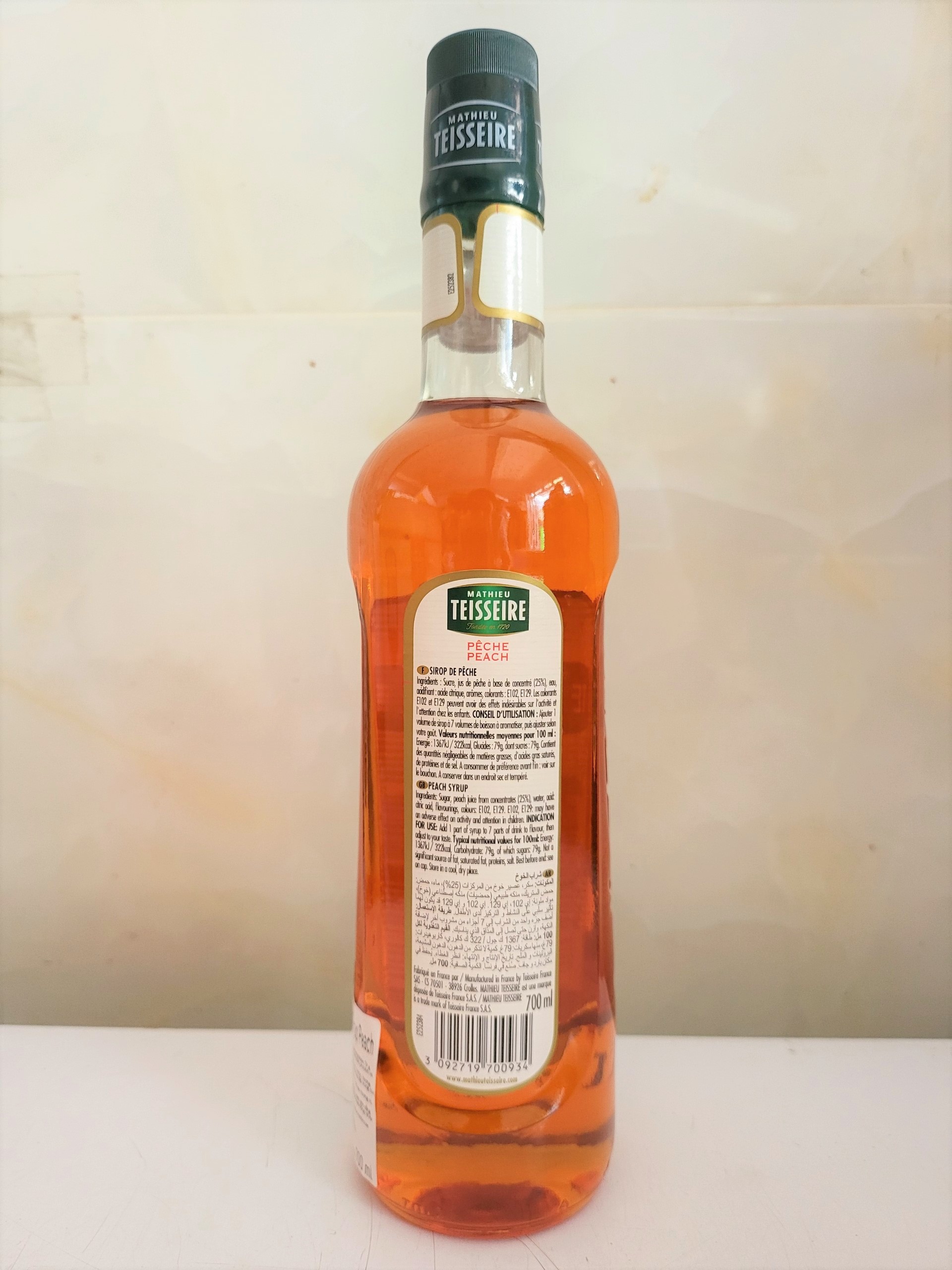 Chai 700ml đào si rô pha chế thức uống france mathieu teisseire syrup peach - ảnh sản phẩm 2