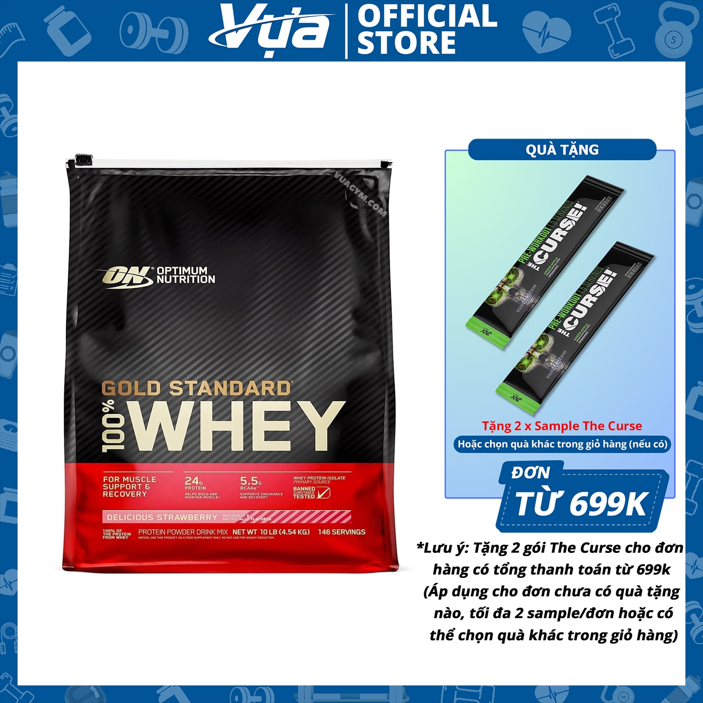 Bột protein optimum nutrition - gold standard whey - tăng cơ giảm mỡ, hỗ trợ phục hồi cơ bắp, chính hãng
