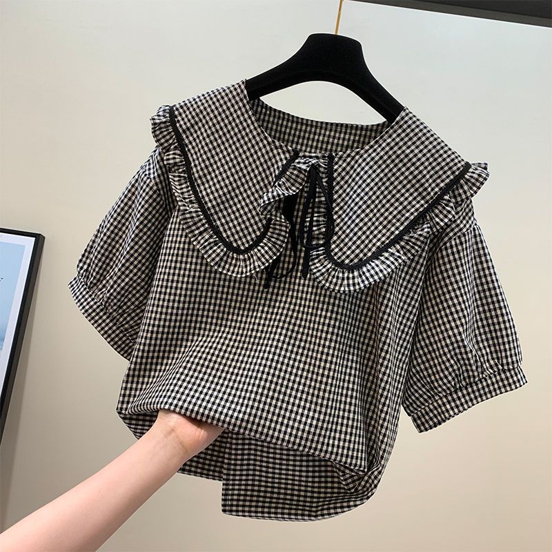 (47-90 KG) ÁO CARO ĐEN CỔ BÈO, CHẤT SILK COTTON MÁT, FORM BASIC DỄ MẶC, CHE KHUYẾT ĐIỂM TỐT