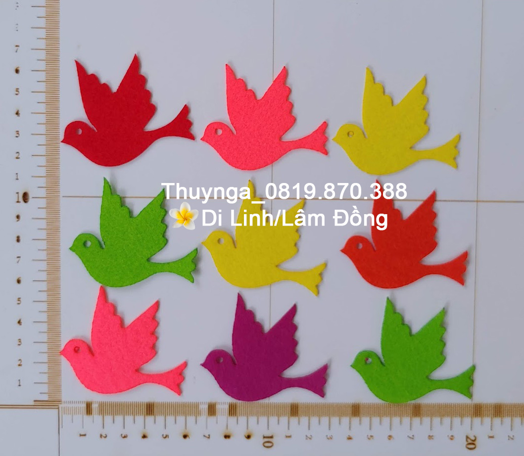 Sét 20 con chim vải nỉ dài 6cm mầm non