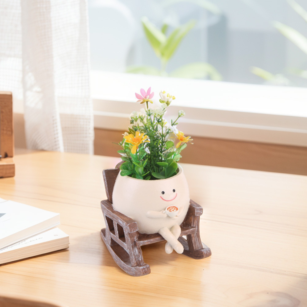 Creative Rocking Chair/Swing Face Succulent Planter Cute Resin Planters ...