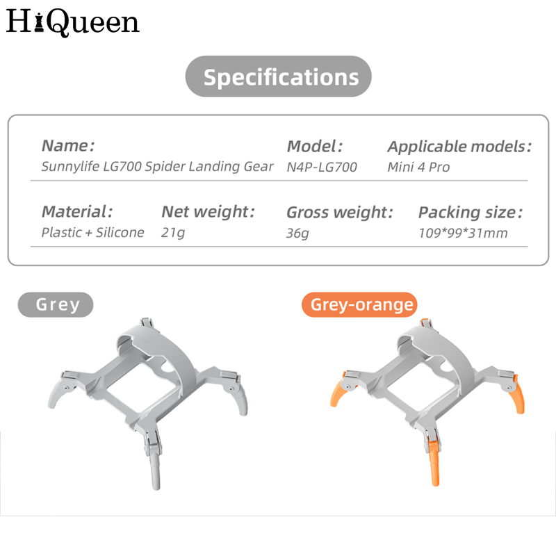 HiQueen Landing Gear Foldable Brackets Lightweight Drone Accessories Holder Quick Release Extension Leg Compatible For DJI Mini 4 Pro