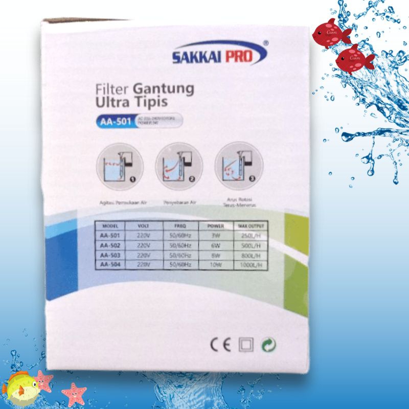 Pompa filter gantung aquarium SAKKAI PRO AA 501