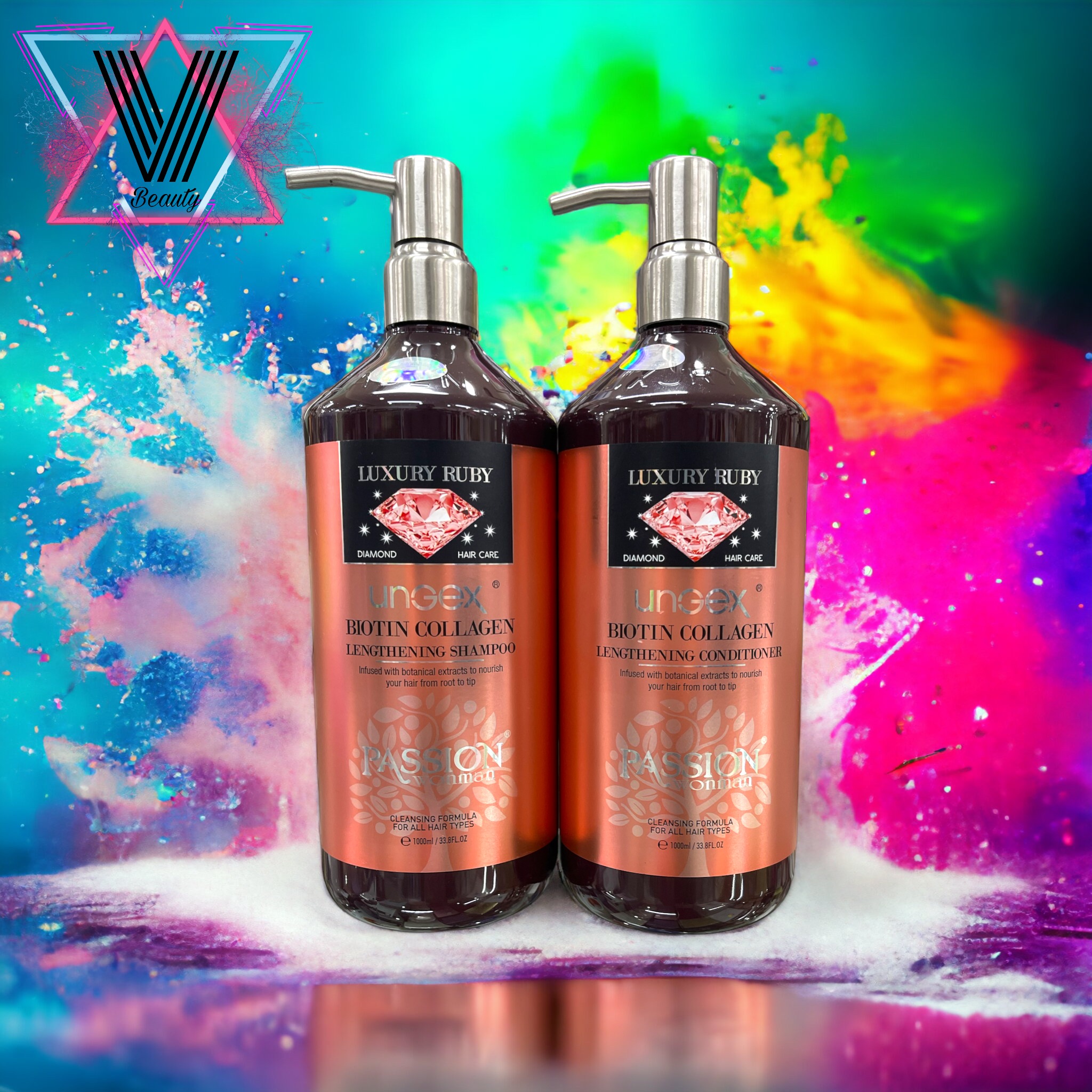 Cặp dầu gội xả hương nước hoa luxury ruby ungex biotin collagen 1000ml x2