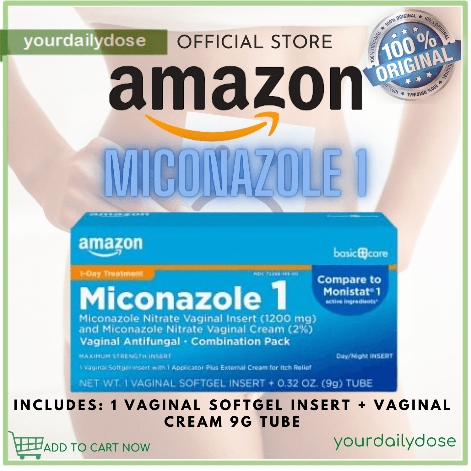 Basic Care Miconazole 1Day Yeast Infection Treatment to