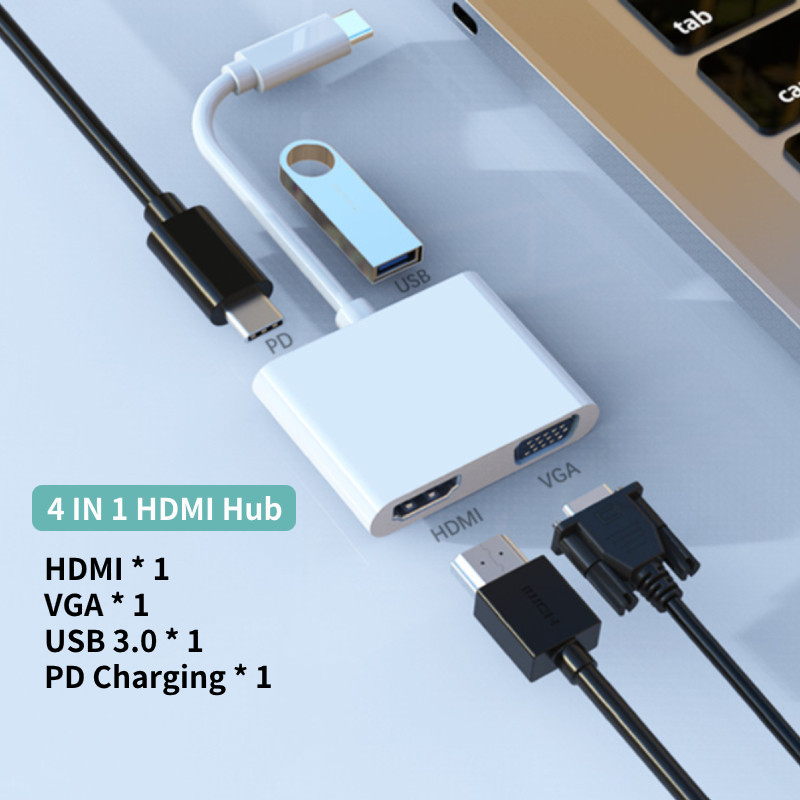 4k type c to hdmi usb 3.0 vga pd adapter multiport adapter hdmi-compatible hub