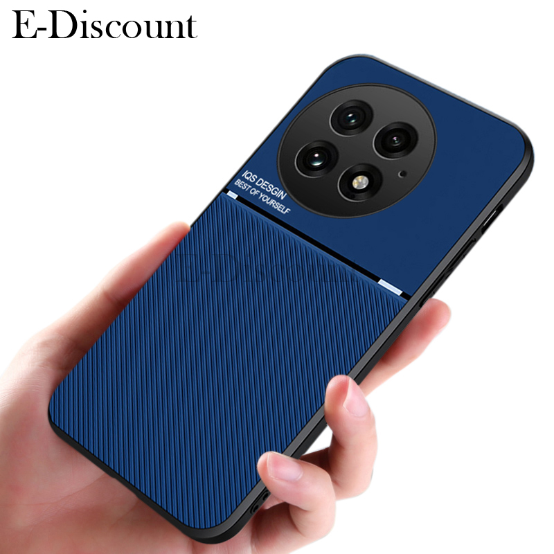 New Phone case OnePlus13 Back cover Rough Cross Patterned Magnetic Soft Silicone Leather for OnePlus 13 case.