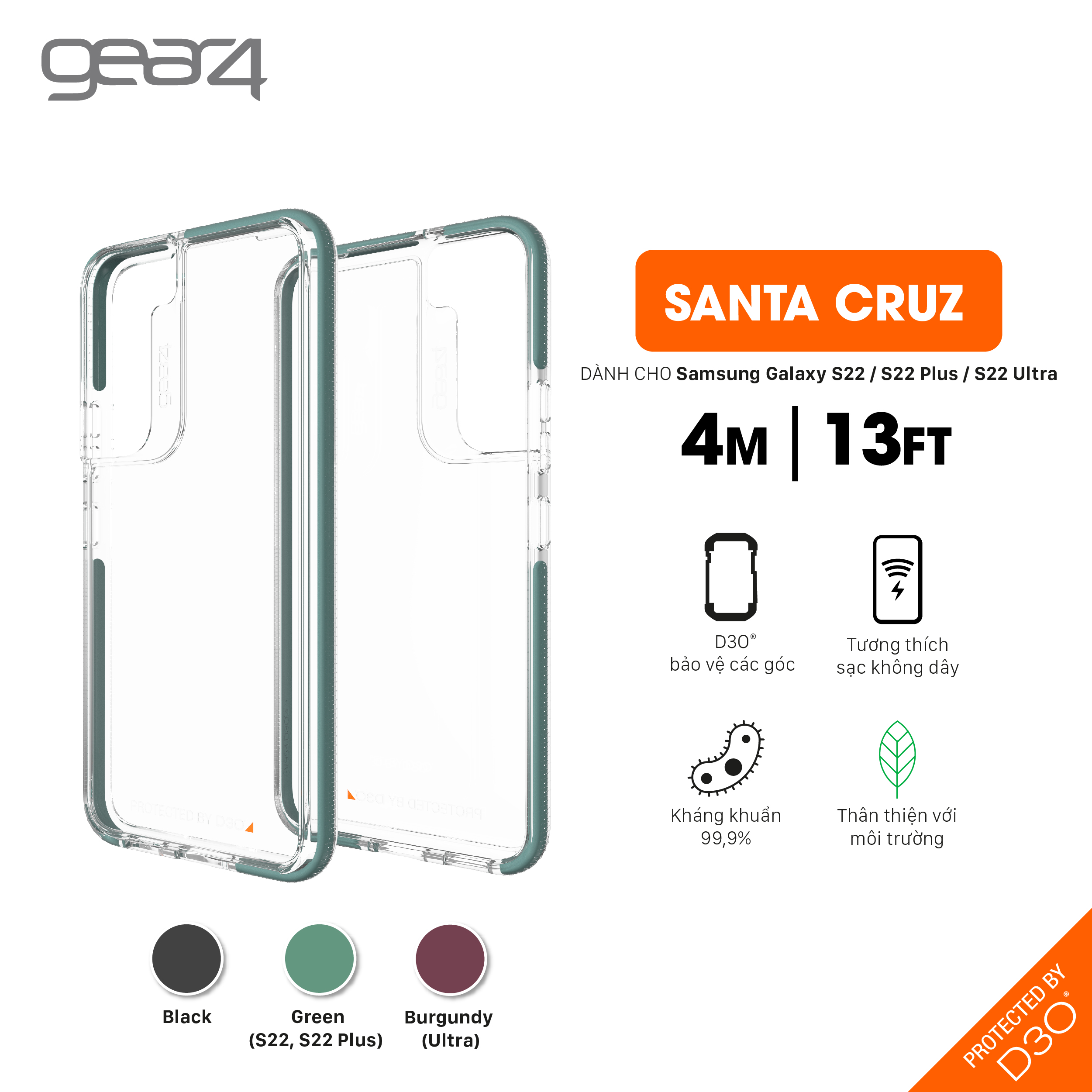 Ốp lưng chống sốc Gear4 D3O Santa Cruz 4m cho Samsung Galaxy S22 series thumbnail