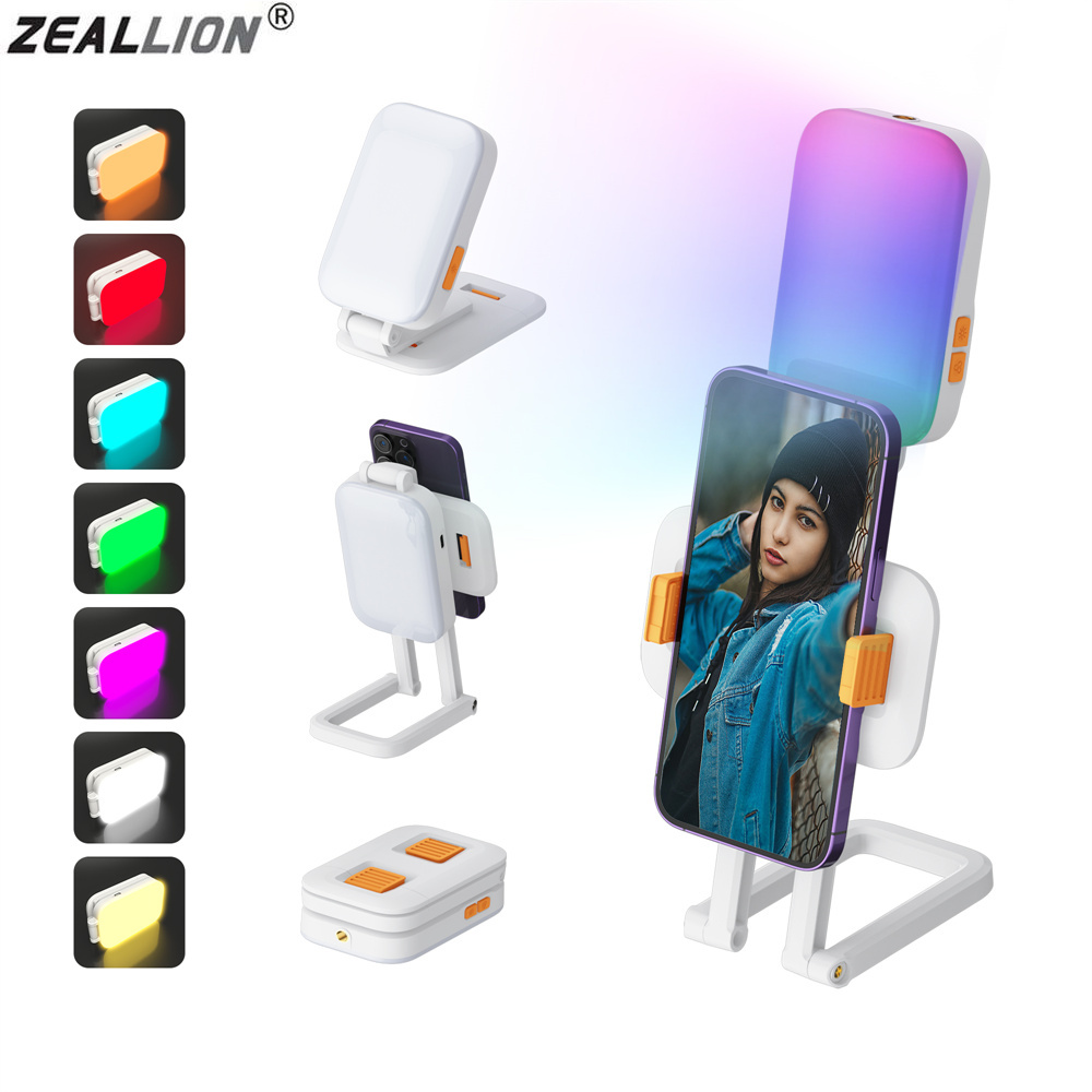 Zeallion điện thoại có thể gập lại Chủ Đèn Ảnh Tự Sướng đèn chiếu sáng phụ Điện Thoại chân đế iPhone điện thoại thông minh Android Đèn LED chụp selfie Cho Trang Điểm Video Sống