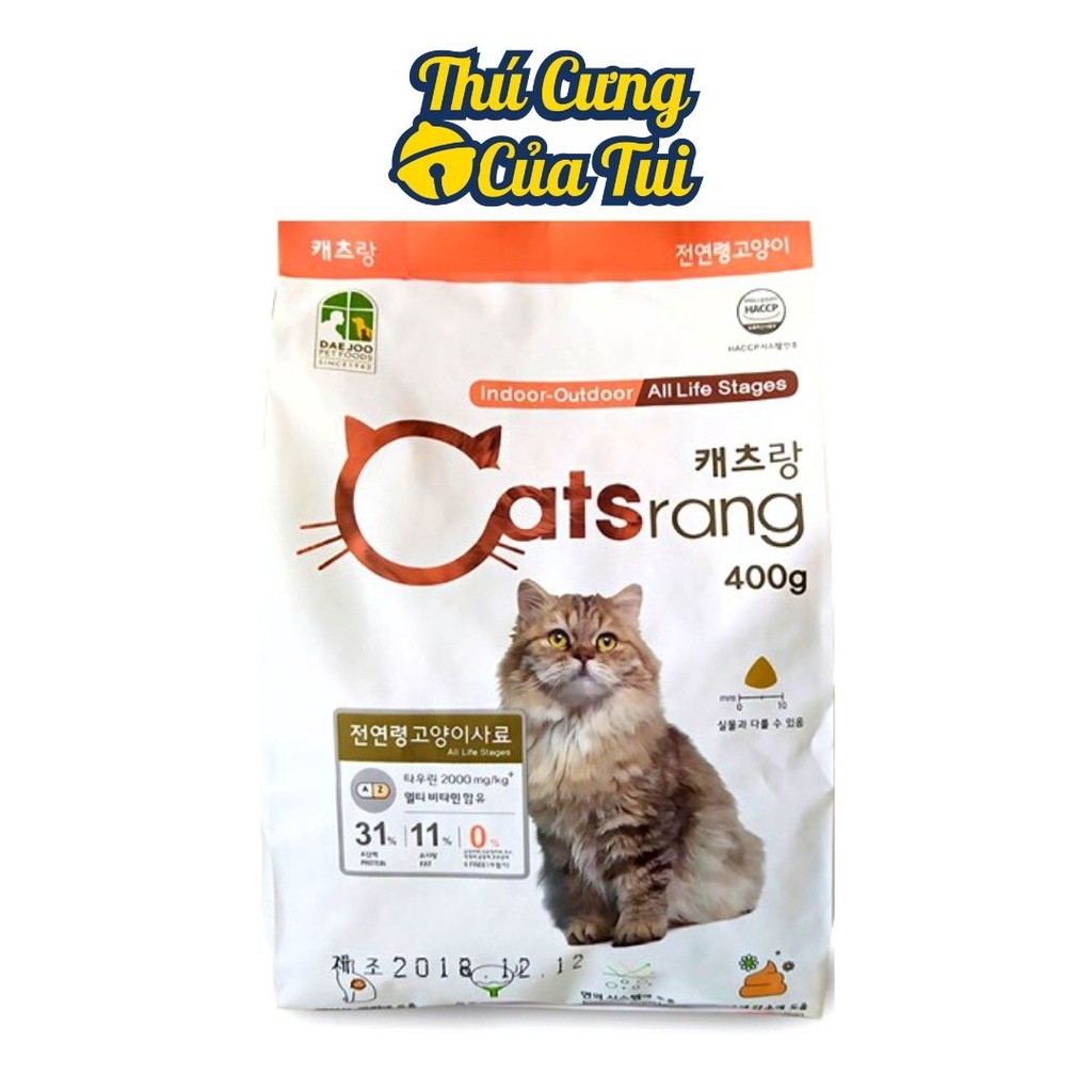 Thức ăn hạt khô cho mèo catsrang túi 400g mọi lứa tuổi - thú cưng của tui