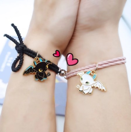 Cute Little Devil Couples Distance Matching Bracelets 2-Piece Set for Friendship and Charm. 