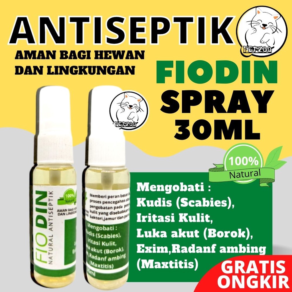 Obat Spray Scabies Demodex parasit kulit Fiodin kucing anjing FETZOO