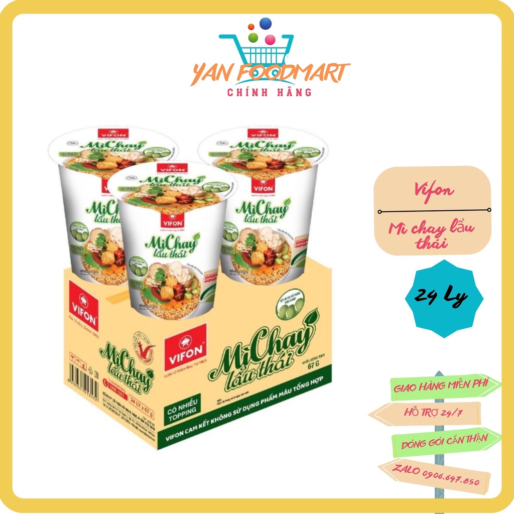 Mì ly chay 67gr VIFON vị lẩu thái nhiều topping