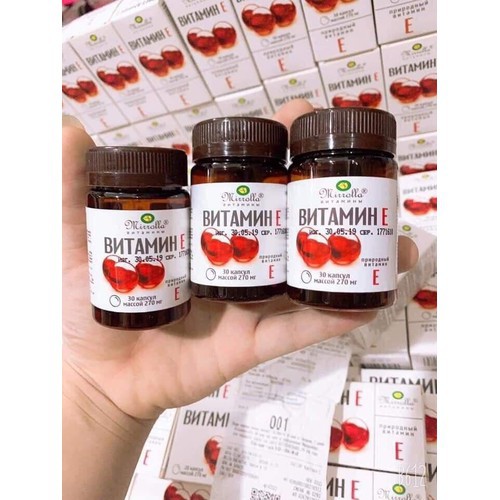 Vitamin E đỏ Nga Mirrolla 270mg hộp 30 viên