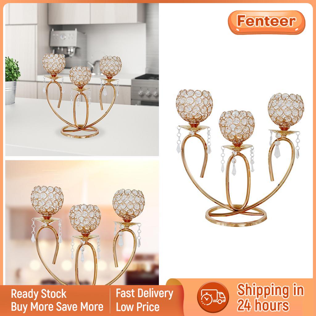 Fenteer Crystal Candle Holder Decoration Noble Candelabra Wedding Centerpiece Decor