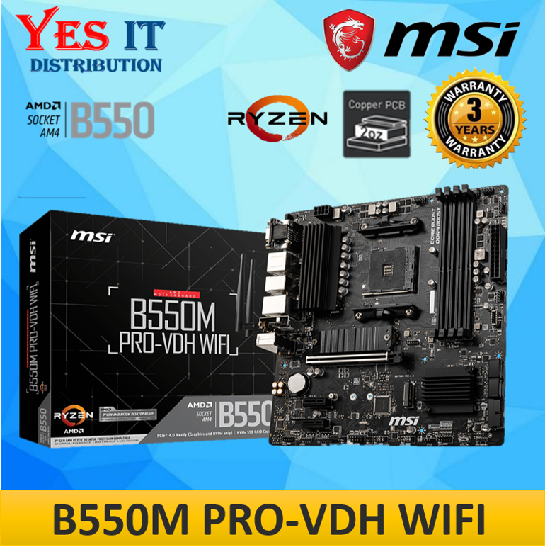 MSI B550M PROVDH / B550M PROVDH WIFI AMD AM4 4 RAM SLOT MATX MOTHERBOARD B550M PRO VDH WIFI