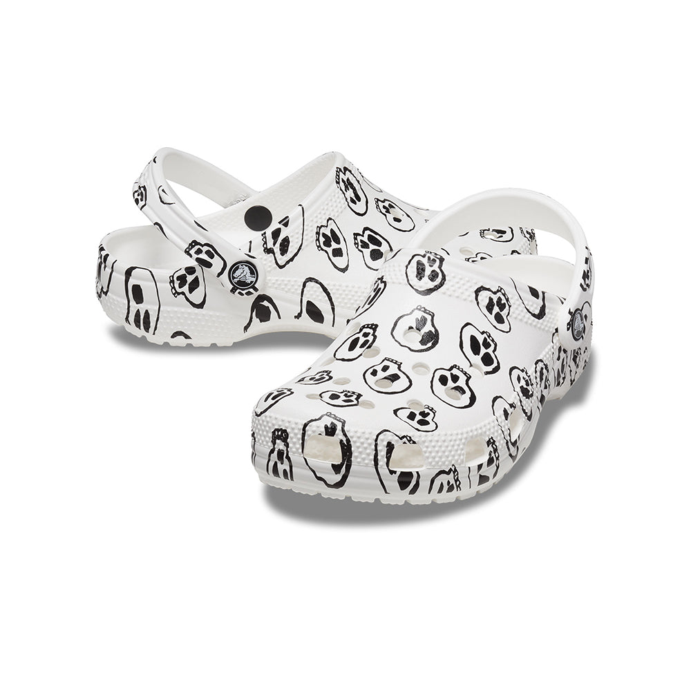 Giày Clog Unisex Crocs Classic Skull Print - White/Black
