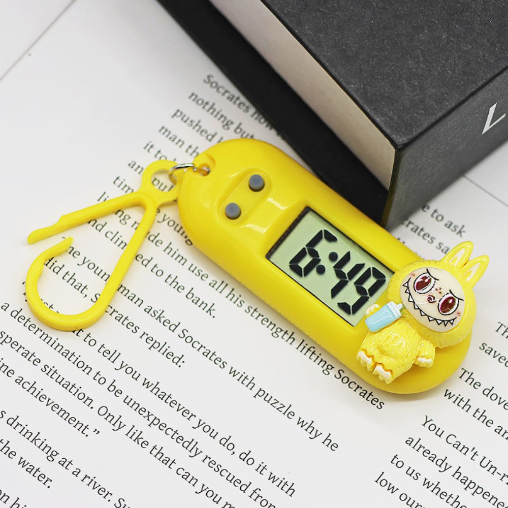 Student Test Digital Clock Mini Watch With Keychain 1Pcs Colorful Oval/Triangle Shape Hanging LCD Display Pocket Watch Accessory. 