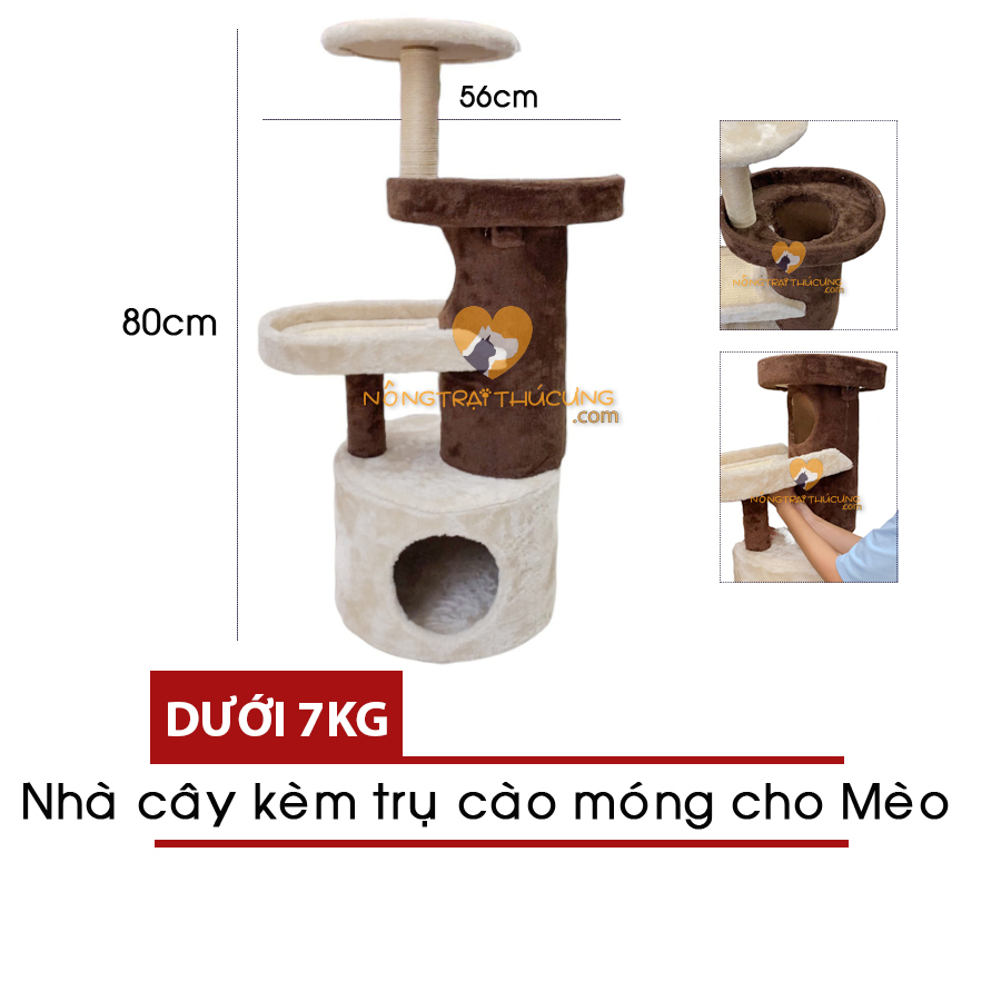 Cat Tree - Nhà Cây Cho Mèo CT00004 Cao 80cm- Bảo Hành 1 đổi 1 lỗi kỹ thuật