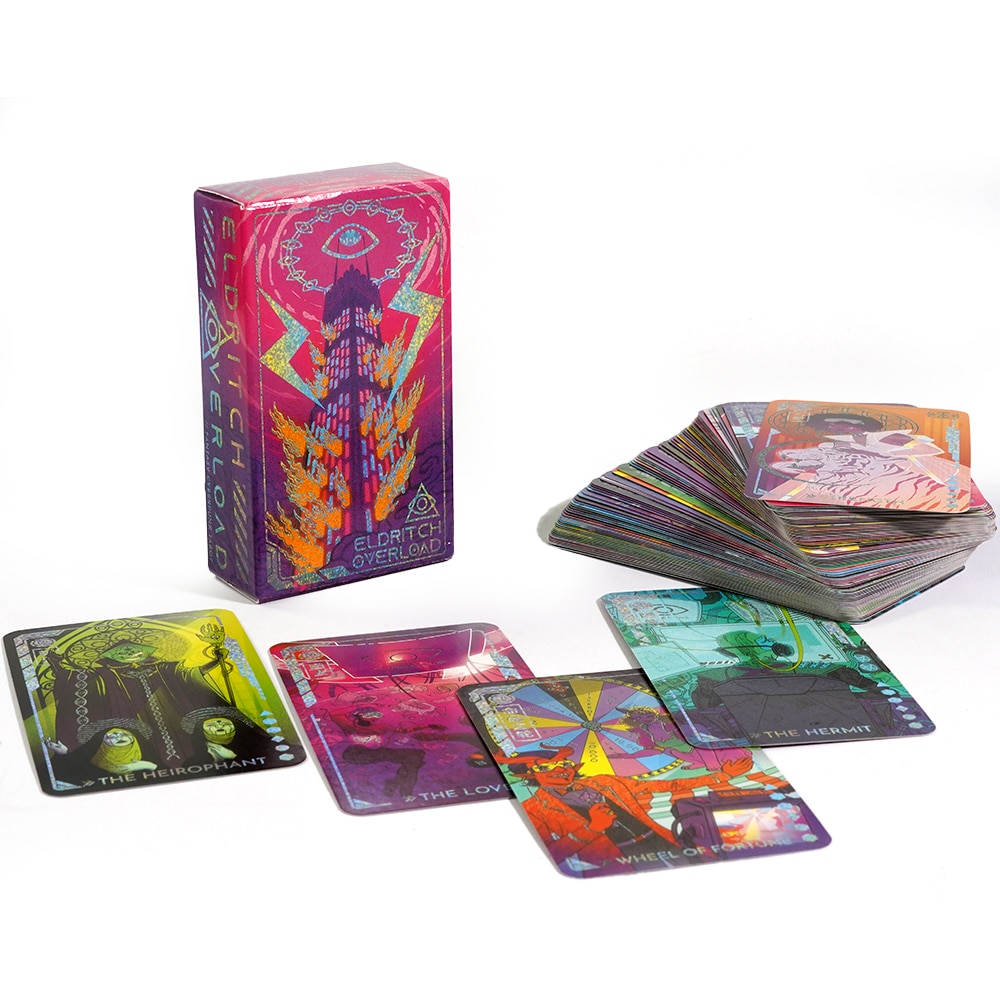 “》？：》？：”： 2023 New Eldritch Overload Fantasy Cyberpunk Tarot Deck Fortune Telling Game Divination Tools 78 Cards Deck Birthday Gift