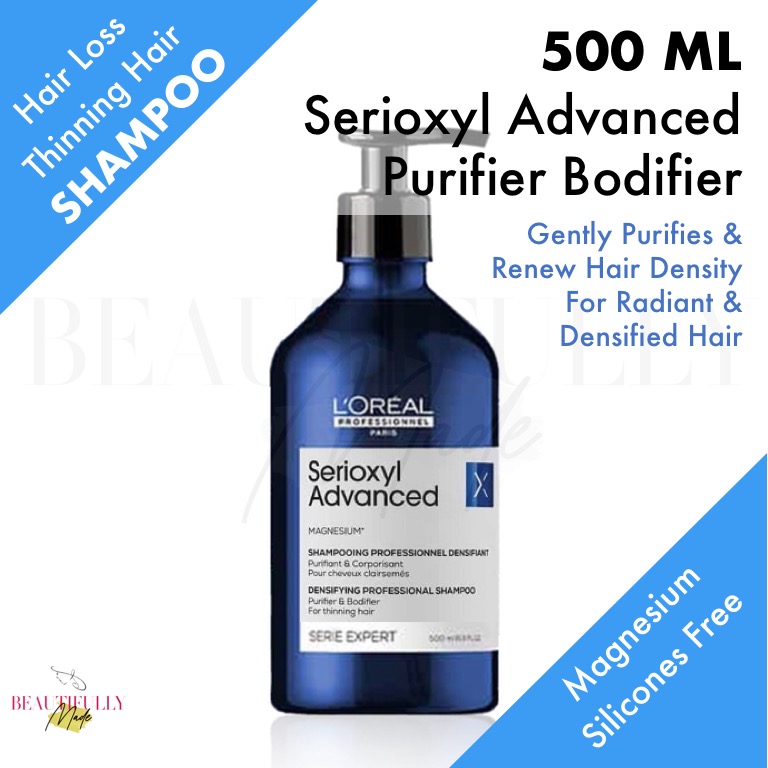 psykologisk smertefuld Stille L'Oreal Professional Serioxyl Advanced Purifier Bodifier Shampoo 500ml -  Anti Hair Fall Thinning Hair Cleanser Densifying Dermatologically Tested  Sensitive Scalp Care Removes Sebum Oil Volumizing (L'Oréal LOreal) | Lazada  Singapore