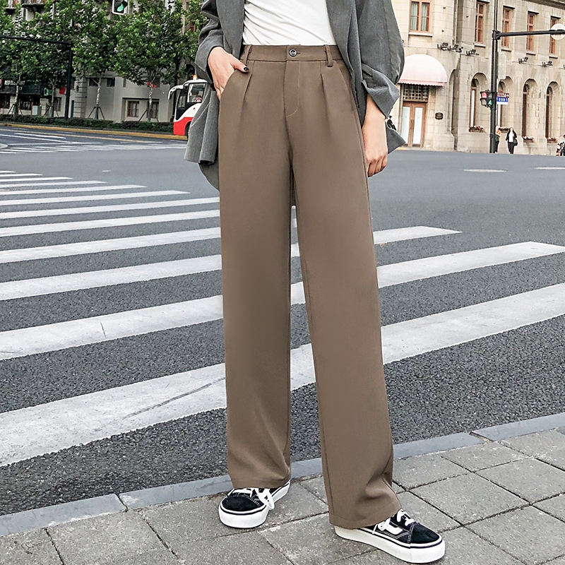 Formal Pants Women Korean High Waist Trousers Loose Straight Leg Long Pants  Plus Size | Lazada Singapore