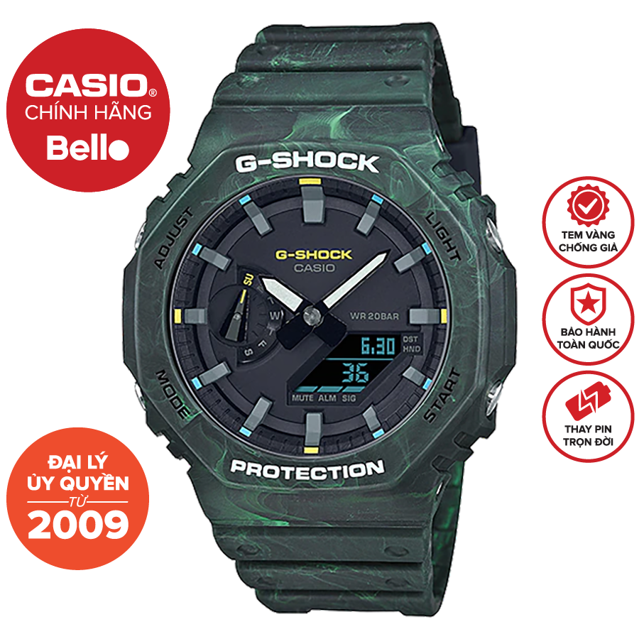 Đồng hồ Nam dây nhựa Casio G-Shock GA-2100FR-3A chính hãng bảo hành 5 năm Pin trọn đời