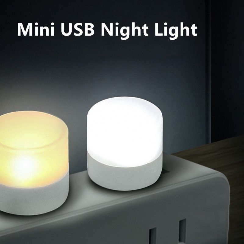 1PC USB Mini đèn ban đêm màu trắng ấm bảo vệ mắt Đèn đọc sách Phích cắm USB máy tính sạc di động đèn LED sạc đèn ngủ