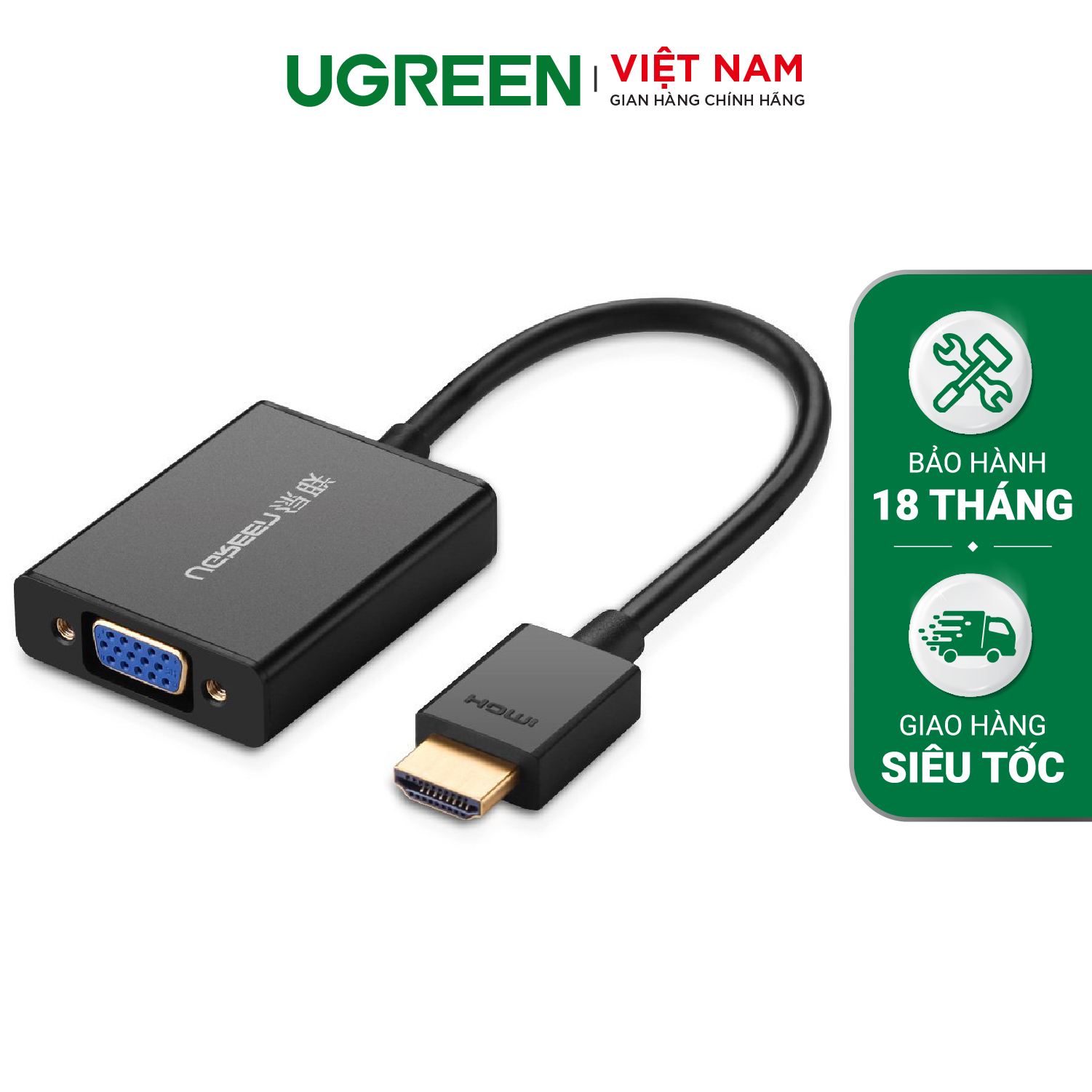 Cáp chuyển đổi hdmi sang vga+3.5mm audio+nguồn micro usb dài 15cm ugreen mm102 40233 - hãng phân phối chính thức