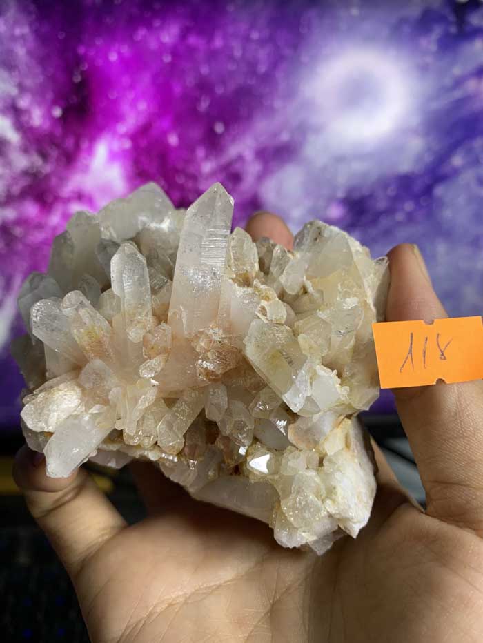 BỤI Đá thạch Anh trắng tán sắc pha lê tự nhiên trong suốt vàng Citrine thanh tẩy thiền định tarot cực mạnh Clear Quartz Natural 118