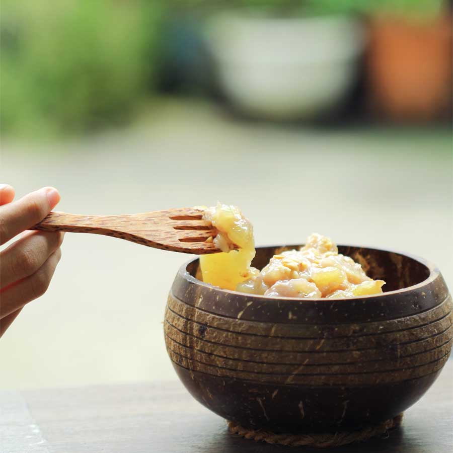 [Chuẩn xuất khẩu]Tô (Bát) gáo dừa hoa văn Cetus [Cetus Pattern Coconut Bowl]