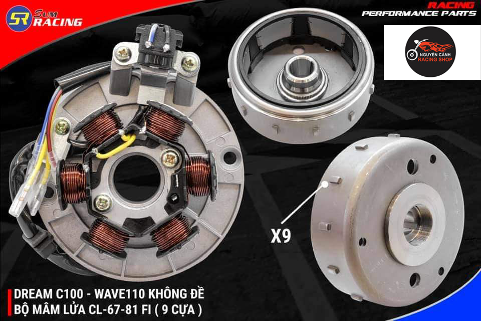 Bộ lửa xe 67-81-cl-dream không đề fi 9 cựa vô lăng mâm lửa 6 cục