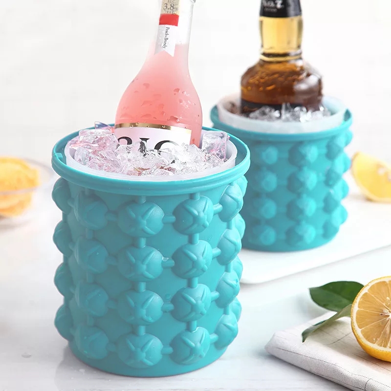 Ice Bucket Ice Cube Mold Silicone ice Cube Maker Ice Cube Mold Tray Portable Bucket Wine Ice Cooler Beer Cabinet Kitchen Tools Drinking Whiskey Freeze. 