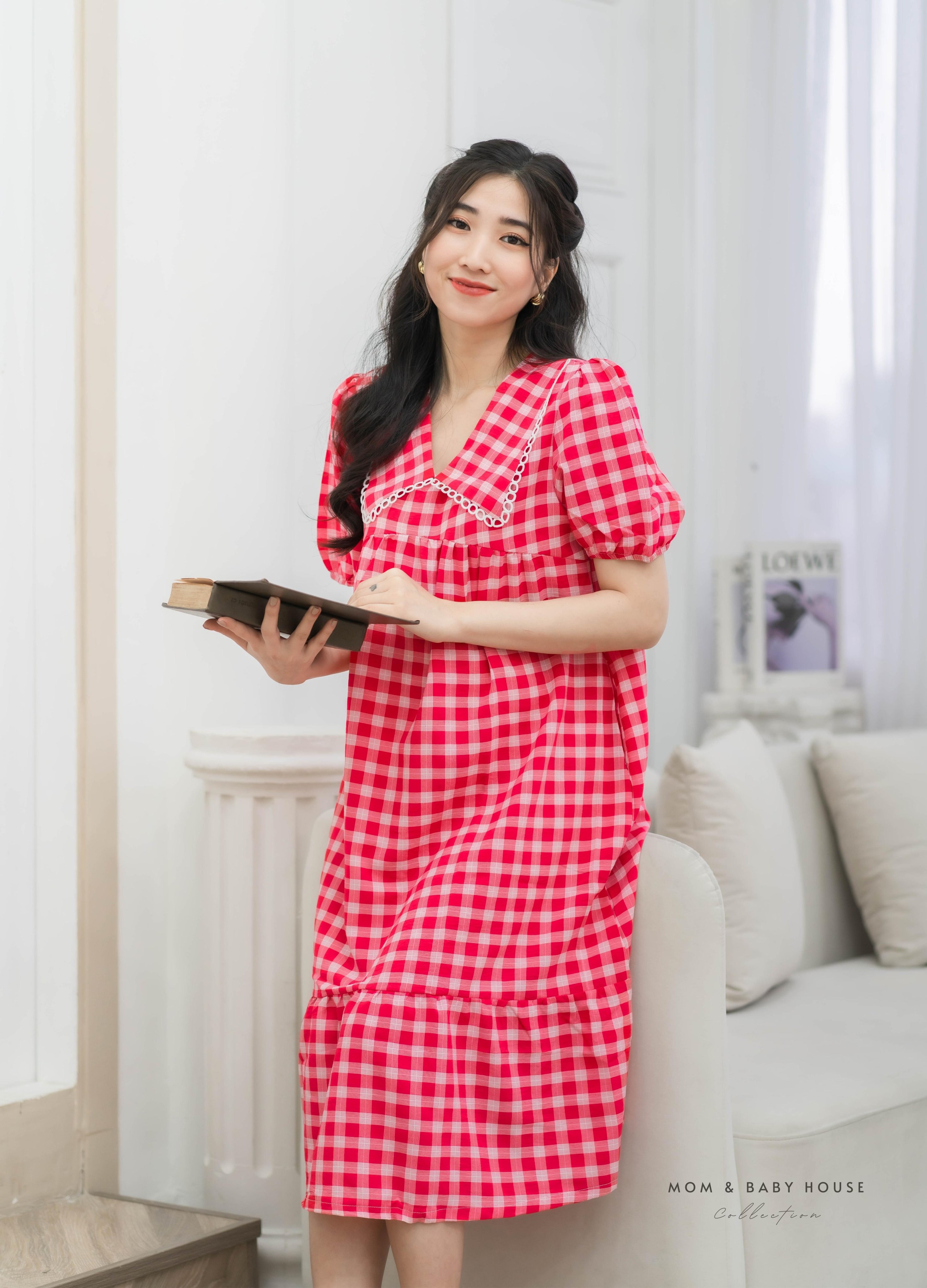 AURORA DRESS - ĐẦM CARO ĐỎ