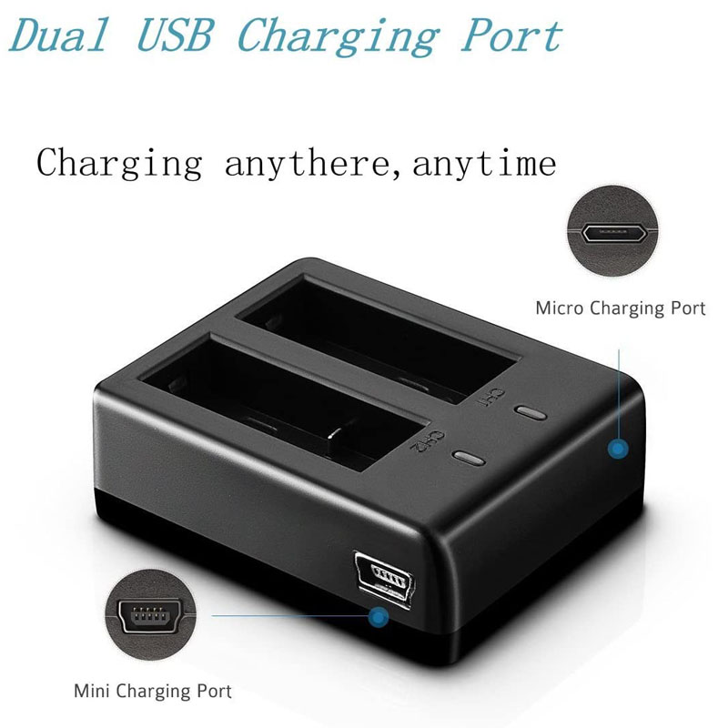 KFFTWWX Battery Charger for SJCAM SJ4000 SJ5000 AKASO/Campark APEMAN/DBPOWER/NEXGADGET/WiMiUS/Lightdow/EKEN H9R Action Camera. 