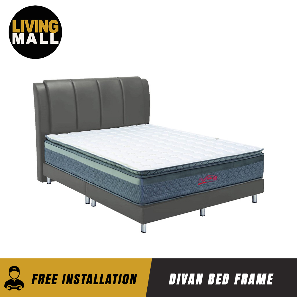 Living Mall Leather Divan Bed frame With 13inch Pillow Top Extra Firm