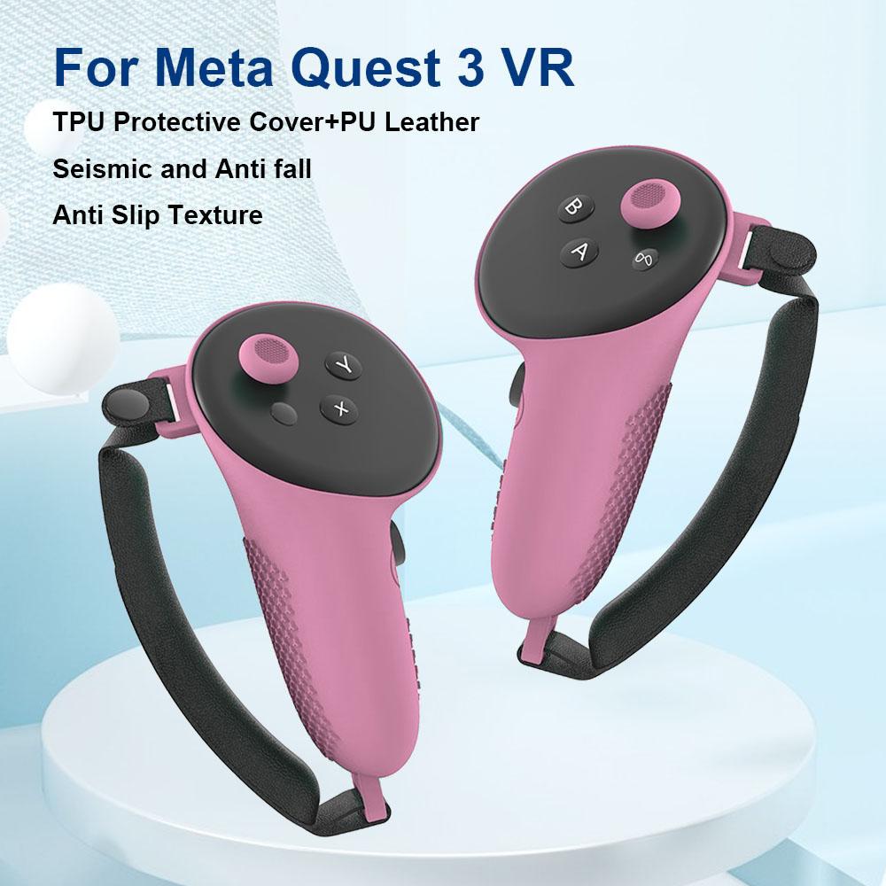 1 Pair TPU Controller Case Cover Non-Slip Controller Grips Cover Shockproof Anti-Fall for Meta Quest 3 VR Accessories