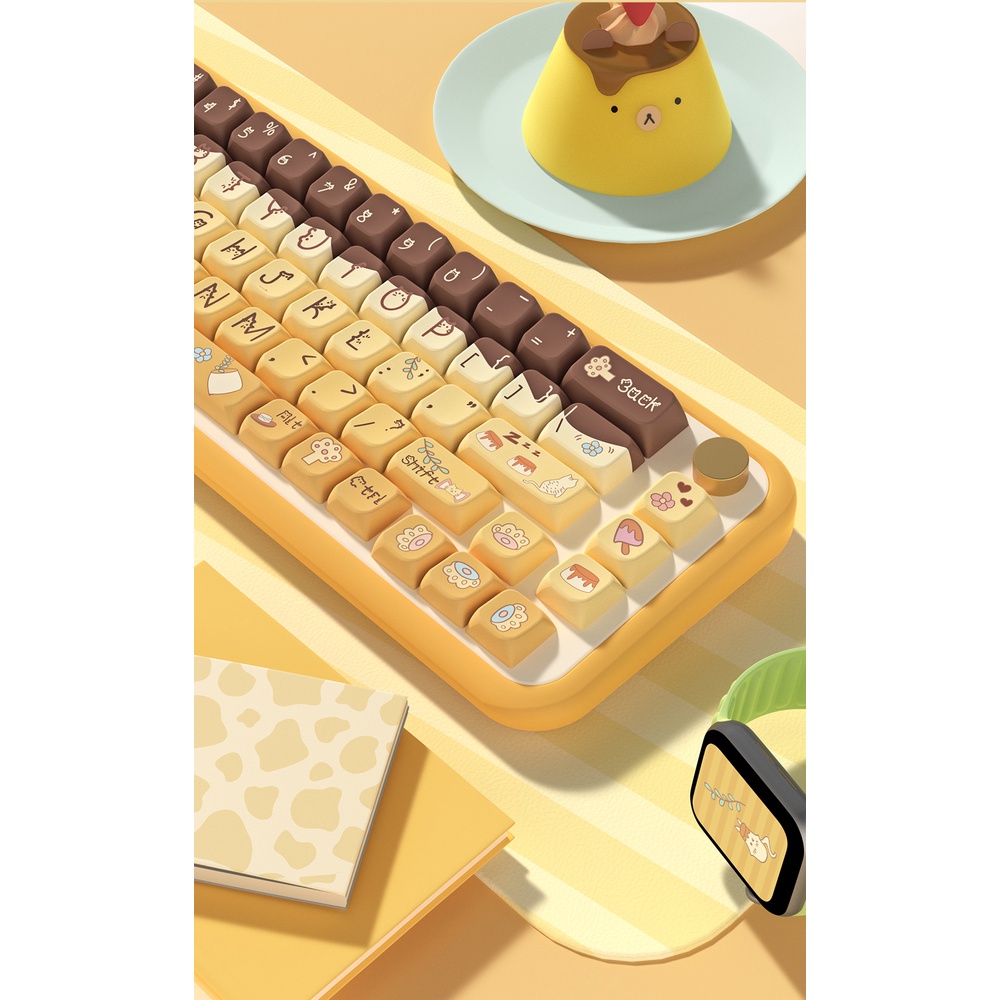 Pudding Theme Keycaps 138/158keys MDA Profile Five-sided Sublimation Cute Keyboard Caps Mechanical Keyboard Key Caps