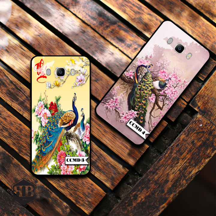 Ốp lưng kính cường lực Samsung Galaxy J710 hình chim công sang chảnh
