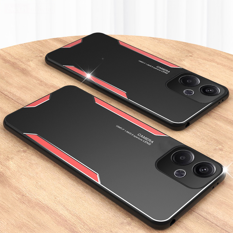 For Xiaomi Poco M6 Case Alunum Metal Matte Cover Soft Silicone Frame Camera Protection For Xiaomi Poco M6 4G Back Cover Phone Cases.